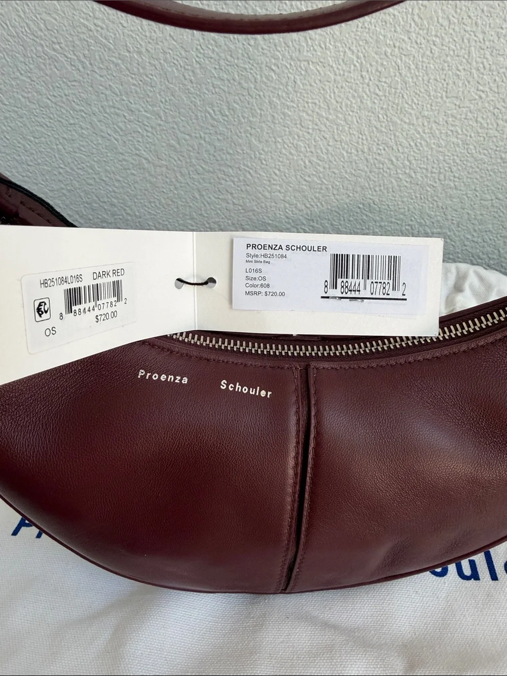 Brand New Proenza Schouler Small Slide Leather Hobo Bag – Burgundy NWT - Picture 6 of 9